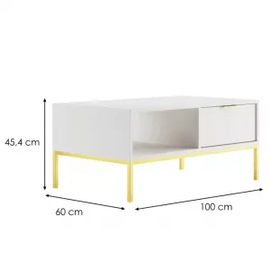 Kocot kids Konferenční stolek Austin 100 cm bílá/zlatá