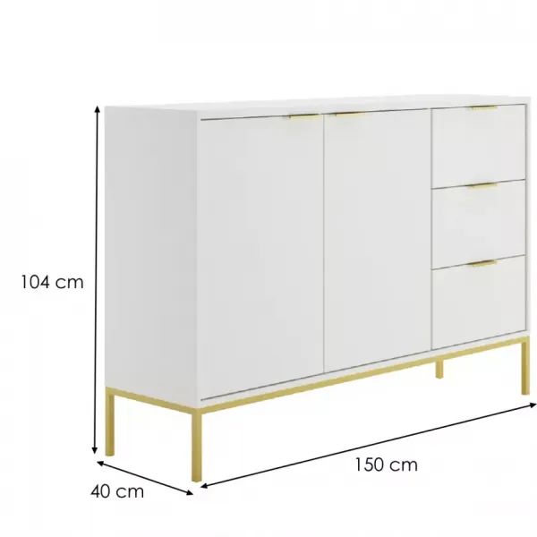 Kocot kids Komoda Austin150 cm bílá/zlatá