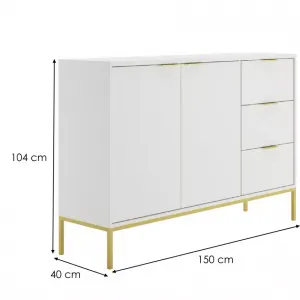 Kocot kids Komoda Austin150 cm bílá/zlatá