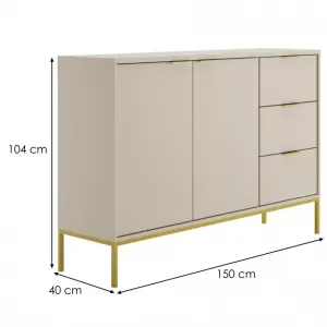 Kocot kids Komoda Austin 150 cm kašmír/zlatá