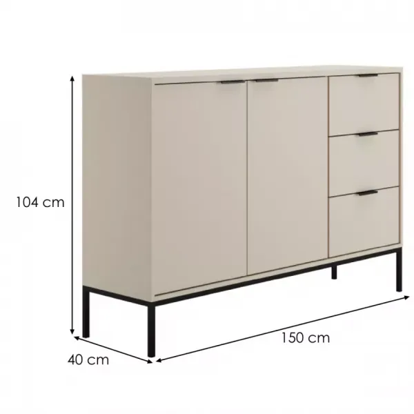 Kocot kids Komoda Austin 150 cm kašmír/černá