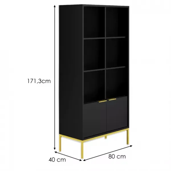 Kocot kids Knihovna Austin 80 cm černá/zlatá