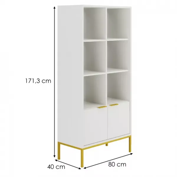 Kocot kids Knihovna Austin 80 cm bílá/zlatá