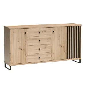 Komoda, dub artisan/čierna, KOLI C-20