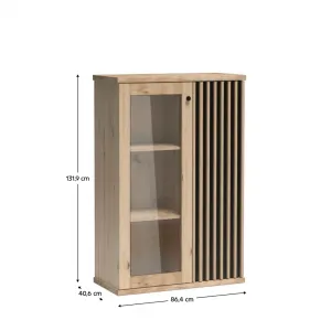 Vitrína, dub artisan/čierna, KOLI C-3