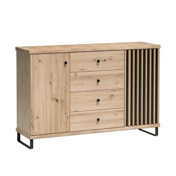 Komoda, dub artisan/čierna, KOLI C-4