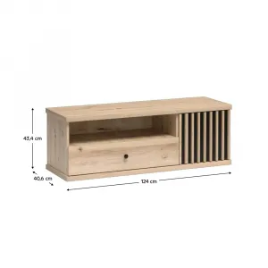 TV stolík, dub artisan/čierna, KOLI C-07