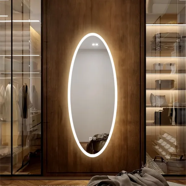 Tutumi Nástěnné oválné zrcadlo s LED osvětlením DROP 50x120 cm