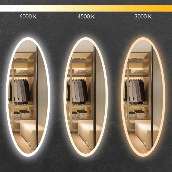 Tutumi Nástěnné oválné zrcadlo s LED osvětlením DROP 50x120 cm