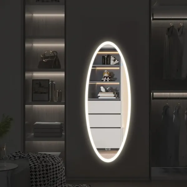 Tutumi Nástěnné oválné zrcadlo s LED osvětlením DROP 50x120 cm