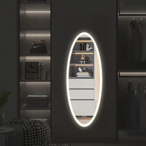 Tutumi Nástěnné oválné zrcadlo s LED osvětlením DROP 50x120 cm