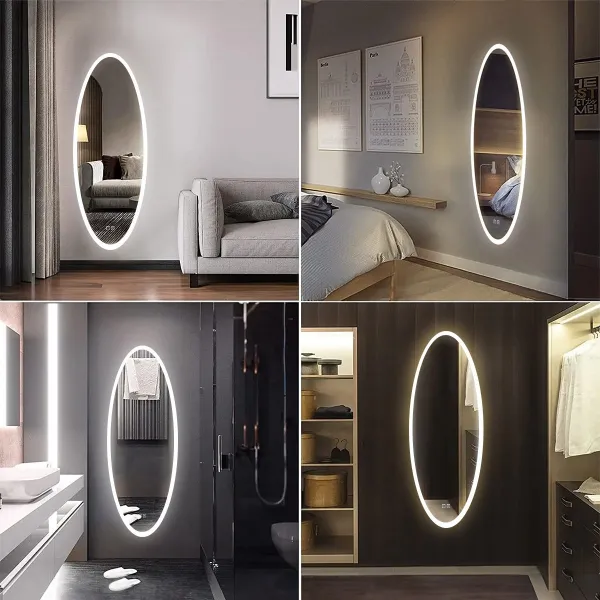 Tutumi Nástěnné oválné zrcadlo s LED osvětlením DROP 50x120 cm