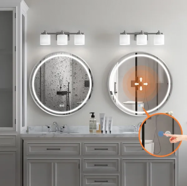 Tutumi Kulaté dotykové zrcadlo s LED osvětlením MMJ 60 cm stříbrné