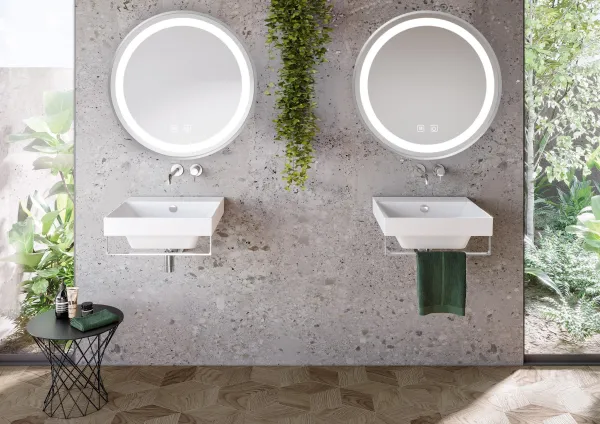 Tutumi Kulaté dotykové zrcadlo s LED osvětlením MMJ 60 cm stříbrné