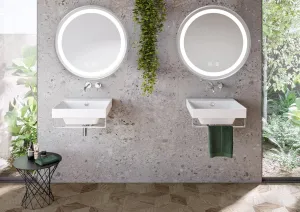 Tutumi Kulaté dotykové zrcadlo s LED osvětlením MMJ 60 cm stříbrné