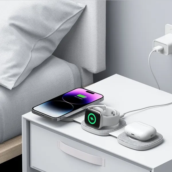 Tech-Protect A31 3in1 MagSafe bezdrôtová nabíjačka na mobil / AirPods / Apple Watch, biela