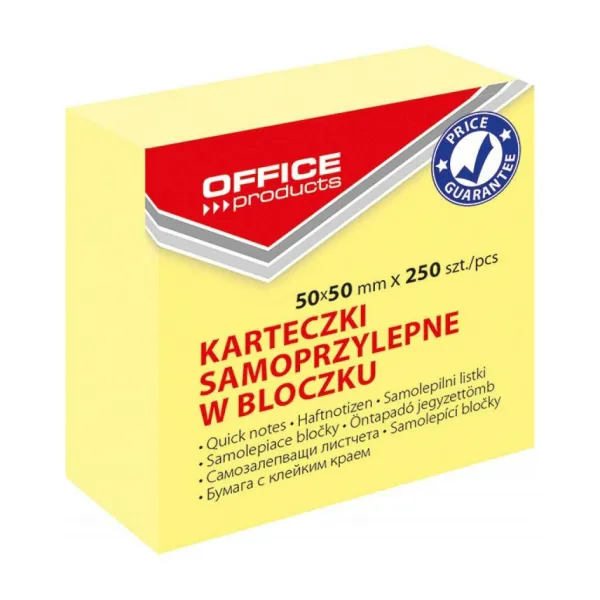 OFFICE products Samolepiaci bloček 50x50mm 250l pastelový žltý