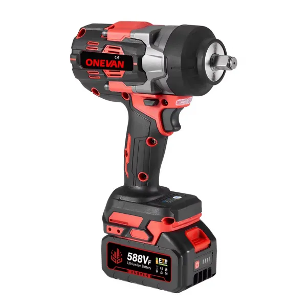 ONEVAN 2800N.M 2800W bezuhlíkový elektrický rázový uťahovák 1/2" palcový vhodný pre batériu Makita 18V + 10 ks gola sada v cene, kufor červeno čierna farba