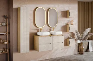 Comad Závesná skrinka pod umývadlo Luxor Beige II s doskou 120 cm béžový/dub olejovaný