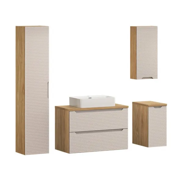 Comad Závesná skrinka pod umývadlo Luxor Beige s doskou 120 cm béžová/dub olejovaný