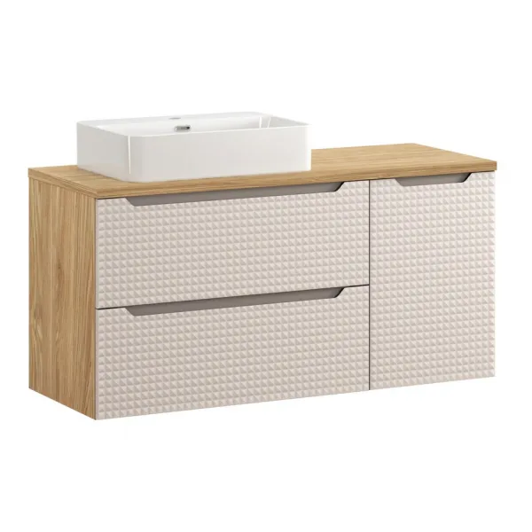 Comad Závesná skrinka pod umývadlo Luxor Beige s doskou 120 cm béžová/dub olejovaný