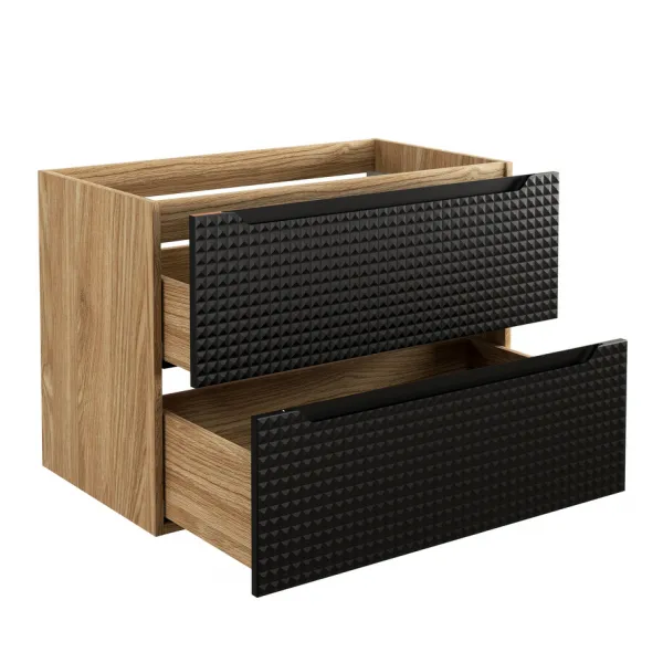 Comad Závesná skrinka pod umývadlo Luxor Black s doskou 120 cm čierna/dub olejovaný