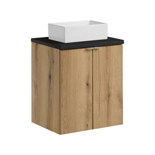 Comad Závesná skrinka pod umývadlo Nova Oak s doskou 100 cm čierna/dub evoke