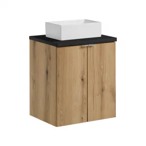 Comad Závesná skrinka pod umývadlo Nova Oak s doskou 100 cm čierna/dub evoke