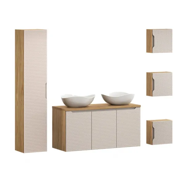 Comad Závesná skrinka pod umývadlo Luxor Beige I s doskou 120 cm béžová/dub olejovaný