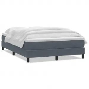 vidaXL Posteľný rám boxspring s matracom tmavosivý 140x220 cm zamat