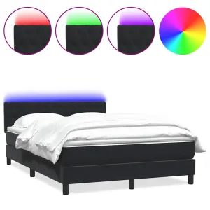 vidaXL Posteľný rám boxspring s matracom a LED čierny 160x210 cm zamat