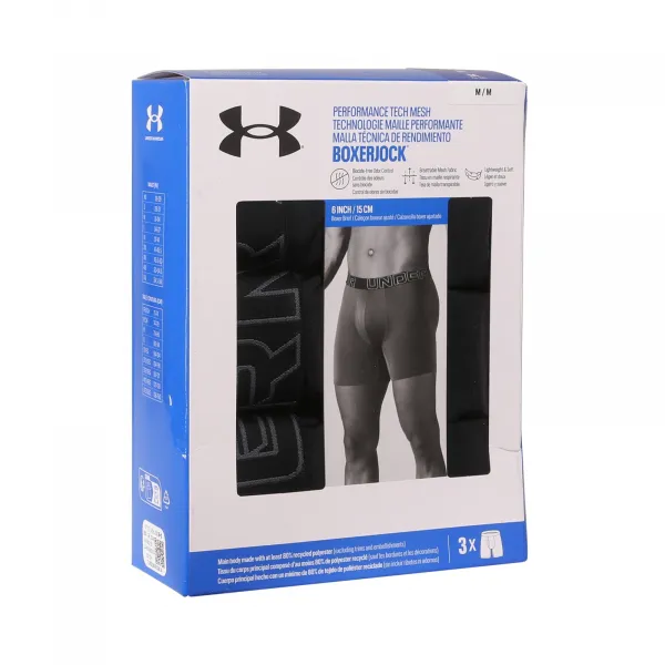 Pánske boxerky UNDER ARMOUR 6 PACK-Perf Tech Mesh 6 inch-Black