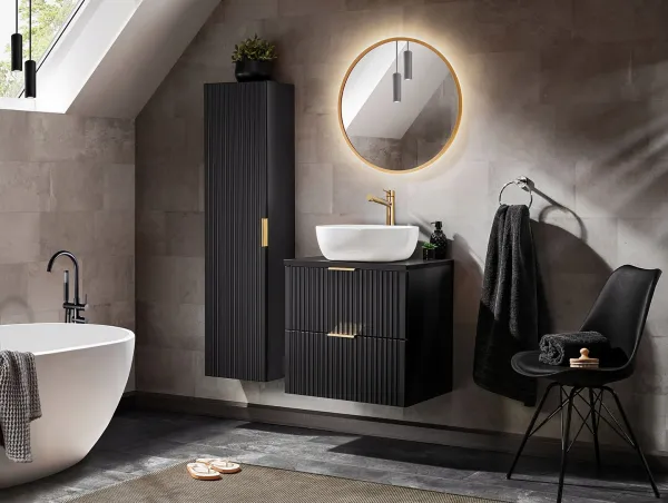 ArtCom Kúpeľňová skrinka s doskou ADEL Black D80/1 | 80 cm