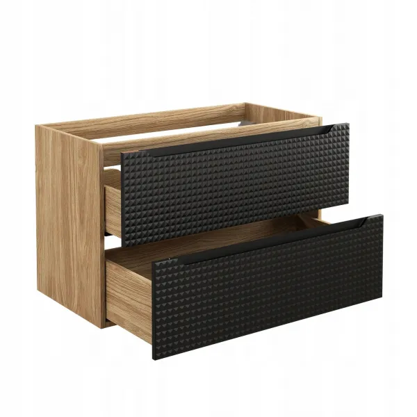 Comad Závesná skrinka pod umývadlo Luxor Black s doskou 120 cm I čierna/dub olejovaný