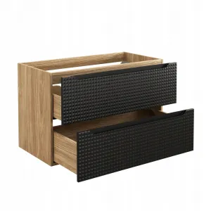 Comad Závesná skrinka pod umývadlo Luxor Black s doskou 120 cm I čierna/dub olejovaný