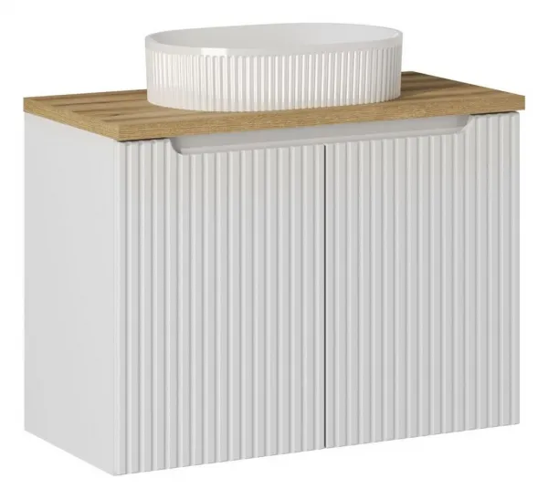Comad Kúpeľňová zostava Nova White 80 cm so skrinkami a umývadlom biela/dub evokujúci