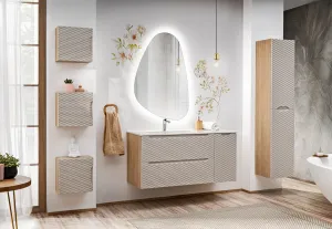 Comad Závesná skrinka pod umývadlo Ocean s doskou 120 cm béžová/dub olejovaný
