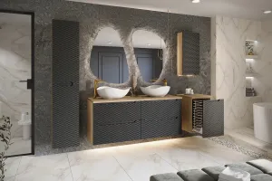 Comad Závesná skrinka pod umývadlo Ocean s doskou 120 cm čierna/dub olejovaný