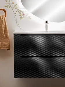 Comad Závesná skrinka Ocean so zápustným umývadlom 80 cm čierna