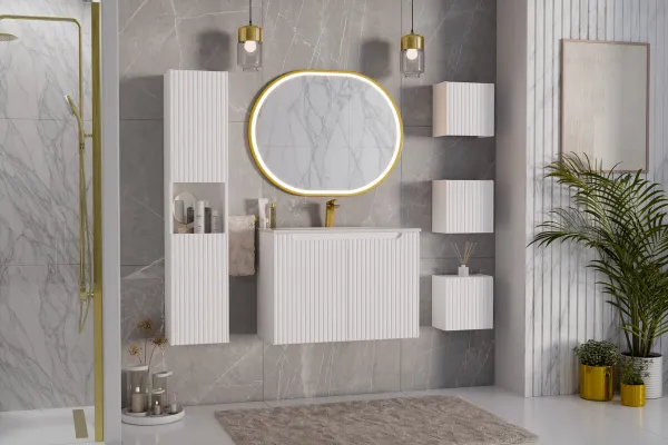 Comad Závesná skrinka pod umývadlo Nova White II s doskou 80 cm biela