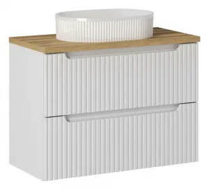 Comad Závesná skrinka pod umývadlo Nova White I s doskou 80 cm biela/dub coast evoke