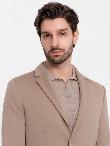 Trendy sako pre pánov tmavo béžové