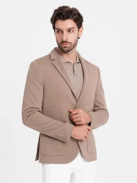 Trendy sako pre pánov tmavo béžové