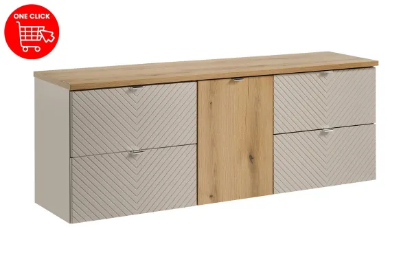 Comad Závesná skrinka pod umývadlo Viva Cashmere s doskou 160 cm kašmír/dub coast evoke