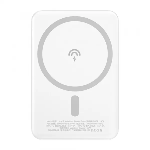 Dudao bezdrôtová powerbanka s MagSafe, 5000mAh, biela (K14S)