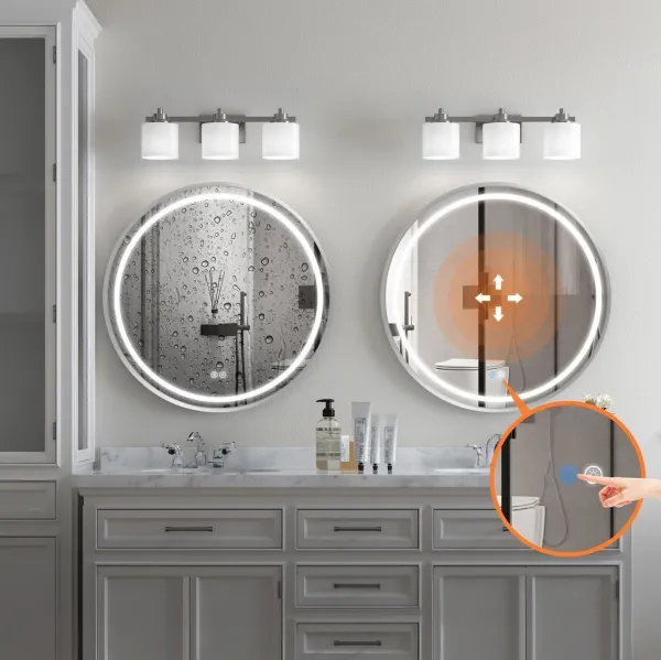 Tutumi Kulaté dotykové zrcadlo s LED osvětlením MMJ 80 cm stříbrné