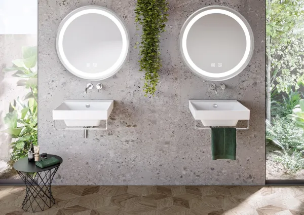 Tutumi Kulaté dotykové zrcadlo s LED osvětlením MMJ 80 cm stříbrné