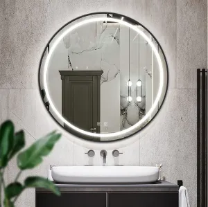 Tutumi Kulaté dotykové zrcadlo s LED osvětlením MMJ 70 cm černé