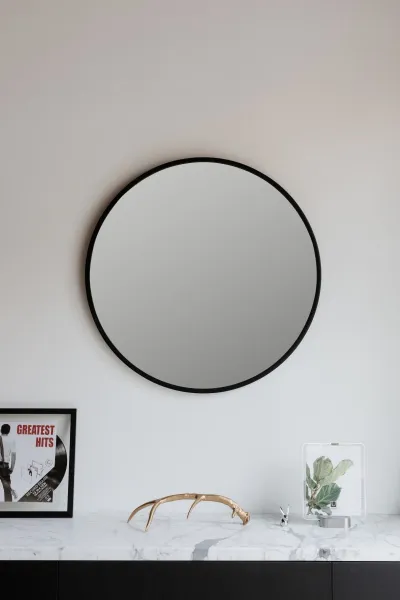 Umbra Okrúhle nástenné zrkadlo HUB 91 cm čierne