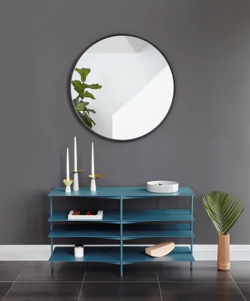 Umbra Okrúhle nástenné zrkadlo HUB 91 cm čierne